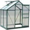 Outsunny Serre De Jardin Aluminium Polycarbonate 2,51 M² Dim. 1,9L X 1,32l X 2,01H M Lucarne, Porte Coulissante + Fondation Incluse Alu. Vert Polycarbonate Transparent - Vert -France Serre de jardin Soldes 2022 10475053 1
