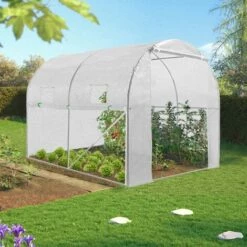 IDMARKET Serre Tunnel De Jardin 4 Saisons 6M² Blanche Gamme Maraîchère ROMA 2x3M - Blanc