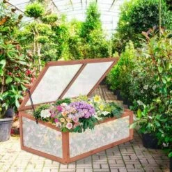 COSTWAY Serre De Jardin En Bois Massif Plantation Châssis Froid Fruits Plantes Balcon Jardinage -France Serre de jardin Soldes 2022 11725648 3