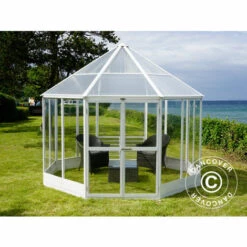 DANCOVER Kiosque De Jardin En Polycarbonate, Octogonal 7,37m², 2,98x2,98x2,78m, Blanc - Blanc -France Serre de jardin Soldes 2022 12727980 4
