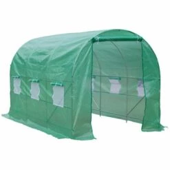 Outsunny Serre De Jardin Tunnel 7m² 3,5L X 2l X 2H M Châssis Tubulaire Acier Galvanisé Renforcé 6 Fenêtres 1 Portes Vert - Vert
