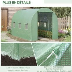 Outsunny Serre De Jardin Tunnel 7m² 3,5L X 2l X 2H M Châssis Tubulaire Acier Galvanisé Renforcé 6 Fenêtres 1 Portes Vert - Vert -France Serre de jardin Soldes 2022 12730422 5