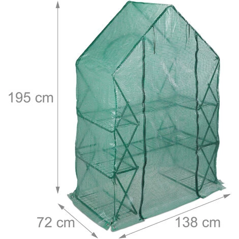 Relaxdays Serre De Jardin Pliable, Etagère 195 Cm Plantes Tomates Semis Jardin, Bâche HxlxP: 195 X 138 X 72 Cm, Vert 7 Relaxdays Serre De Jardin Pliable, Etagère 195 Cm Plantes Tomates Semis Jardin, Bâche HxlxP: 195 X 138 X 72 Cm, Vert – Image 5