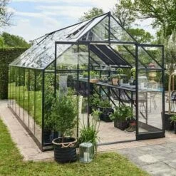 HALLS Serre En Verre Trempé Qube+ 816 - 13 M², Base Sans Base