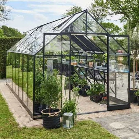 HALLS Serre En Verre Trempé Qube+ 816 - 13 M², Base Sans Base 3 HALLS Serre En Verre Trempé Qube+ 816 - 13 M², Base Sans Base