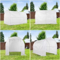 Outsunny Serre De Jardin Tunnel 6 M² 3L X 2l X 1,9H M Acier Galvanisé Renforcé Diamètre 2,4 Cm + PE Haute Densité Fenêtres Porte Blanc - Blanc -France Serre de jardin Soldes 2022 17047130 4