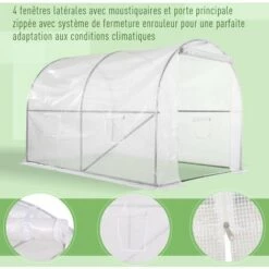 Outsunny Serre De Jardin Tunnel 6 M² 3L X 2l X 1,9H M Acier Galvanisé Renforcé Diamètre 2,4 Cm + PE Haute Densité Fenêtres Porte Blanc - Blanc -France Serre de jardin Soldes 2022 17047130 5
