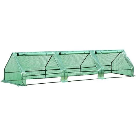 Outsunny Mini Serre De Jardin Serre à Tomates 400L X 100l X 80H Cm Acier PE Haute Densité 140 G/m² Anti-UV 3 Fenêtres Avec Zip Enroulables Vert - Vert 3 Outsunny Mini Serre De Jardin Serre à Tomates 400L X 100l X 80H Cm Acier PE Haute Densité 140 G/m² Anti-UV 3 Fenêtres Avec Zip Enroulables Vert - Vert