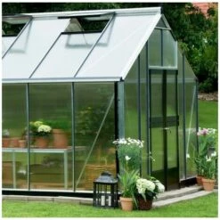 JULIANA Serre En Verre Polycarbonate Gardener 18.80 M², Couleur Anthracite, Base Avec Base - Anthracite -France Serre de jardin Soldes 2022 17859141 5