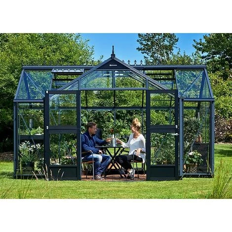 JULIANA Serre En Verre Trempé Orangerie 15.2 M², Couleur Anthracite, Base Sans Base - Anthracite 4 JULIANA Serre En Verre Trempé Orangerie 15.2 M², Couleur Anthracite, Base Sans Base - Anthracite – Image 2
