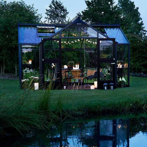 JULIANA Serre En Verre Trempé Orangerie 15.2 M², Couleur Anthracite, Base Sans Base - Anthracite 5 JULIANA Serre En Verre Trempé Orangerie 15.2 M², Couleur Anthracite, Base Sans Base - Anthracite – Image 3