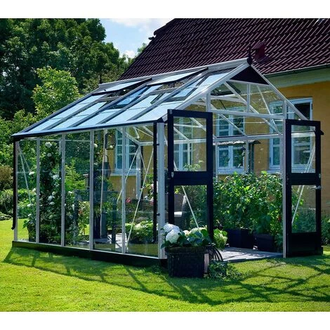 JULIANA Serre En Verre Trempé Premium 10.9 M², Couleur Anthracite, Base Sans Base - Anthracite 3 JULIANA Serre En Verre Trempé Premium 10.9 M², Couleur Anthracite, Base Sans Base - Anthracite