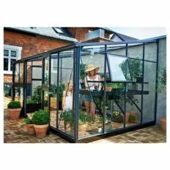 JULIANA Serre En Verre Trempé Véranda 4.40 M², Couleur Silver, Base Sans Base - Silver