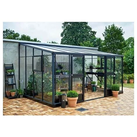 JULIANA Serre En Verre Trempé Véranda 4.40 M², Couleur Silver, Base Sans Base - Silver 3 JULIANA Serre En Verre Trempé Véranda 4.40 M², Couleur Silver, Base Sans Base - Silver – Image 2