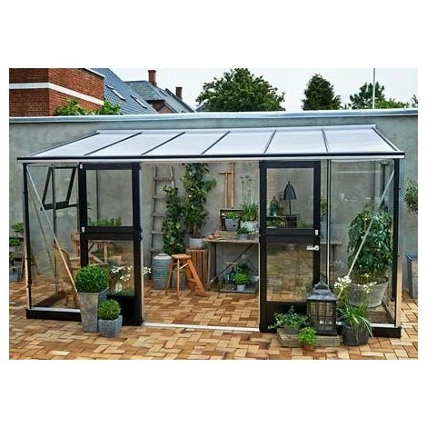 JULIANA Serre En Verre Trempé Véranda 4.40 M², Couleur Silver, Base Sans Base - Silver 4 JULIANA Serre En Verre Trempé Véranda 4.40 M², Couleur Silver, Base Sans Base - Silver – Image 3