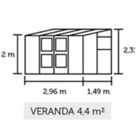 JULIANA Serre En Verre Trempé Véranda 4.40 M², Couleur Silver, Base Sans Base - Silver 5 JULIANA Serre En Verre Trempé Véranda 4.40 M², Couleur Silver, Base Sans Base - Silver – Image 4