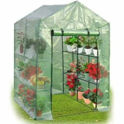 COSTWAY SERRE DE JARDINAGE Serre De Jardin Chaud Serre à Tomates Tente De Plante 3 étages En Vert Transparent 143x143x195cm