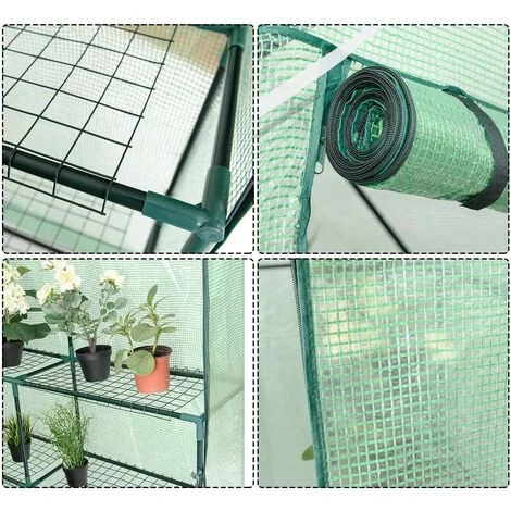 COSTWAY SERRE DE JARDINAGE Serre De Jardin Chaud Serre à Tomates Tente De Plante 3 étages En Vert Transparent 143x143x195cm 6 COSTWAY SERRE DE JARDINAGE Serre De Jardin Chaud Serre à Tomates Tente De Plante 3 étages En Vert Transparent 143x143x195cm – Image 4