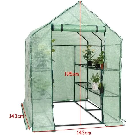COSTWAY SERRE DE JARDINAGE Serre De Jardin Chaud Serre à Tomates Tente De Plante 3 étages En Vert Transparent 143x143x195cm 7 COSTWAY SERRE DE JARDINAGE Serre De Jardin Chaud Serre à Tomates Tente De Plante 3 étages En Vert Transparent 143x143x195cm – Image 5