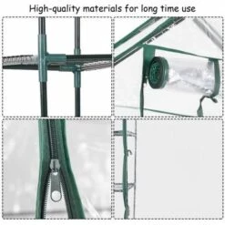 COSTWAY SERRE DE JARDINAGE Serre De Jardin Chaud Serre à Tomates Tente De Plante 3 étages En Vert Transparent 143x143x195cm -France Serre de jardin Soldes 2022 17914474 4