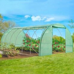 IDMARKET Serre Tunnel De Jardin 4 Saisons 18m² Verte Gamme Maraîchère CRIMÉE 6x3M - Vert