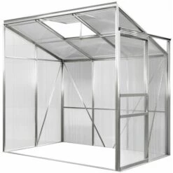 GARDEBRUK Serre De Jardin Adossée Murale Polycarbonate 3,8 M³ Abri Gel Plante Légume Potager Demi Serre
