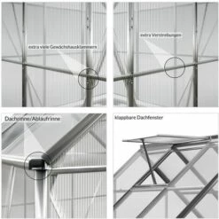 GARDEBRUK Deuba Serre De Jardin En Aluminium 5,85m³ Abri Extérieur De Plantes Légumes Fruits 190x190x195cm Gouttière -France Serre de jardin Soldes 2022 18473173 4