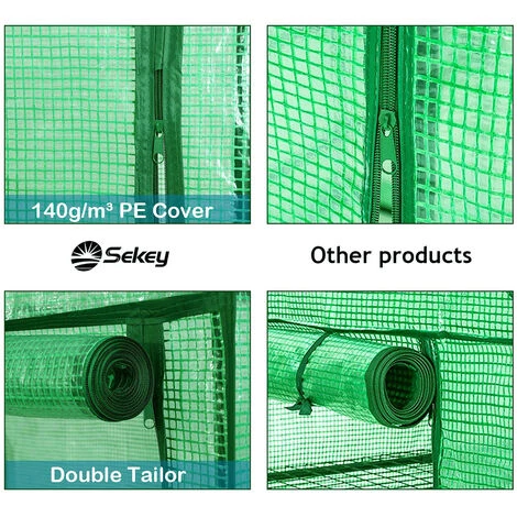 SEKEY Serre De Jardin Avec Entrée Enroulable 100 X 50 X 150 Cm, Vert 5 SEKEY Serre De Jardin Avec Entrée Enroulable 100 X 50 X 150 Cm, Vert – Image 3