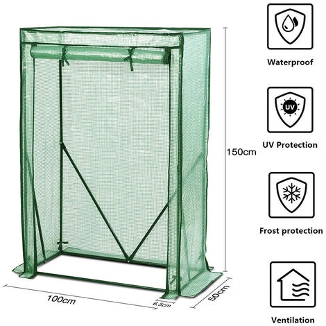 SEKEY Serre De Jardin Avec Entrée Enroulable 100 X 50 X 150 Cm, Vert 6 SEKEY Serre De Jardin Avec Entrée Enroulable 100 X 50 X 150 Cm, Vert – Image 4