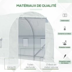 Outsunny Serre De Jardin Tunnel Surface Sol 9 M² 4,5L X 2l X 2H M Châssis Tubulaire Renforcé 18 Mm 6 Fenêtres Blanc - Blanc 10 Outsunny Serre De Jardin Tunnel Surface Sol 9 M² 4,5L X 2l X 2H M Châssis Tubulaire Renforcé 18 Mm 6 Fenêtres Blanc - Blanc -France Serre de jardin Soldes 2022 18679912 5