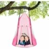 COSTWAY Balançoire Nid D’Oiseau Ø100CM Avec Tente Charge Maximal 150KG Pour Enfants Et Adultes Hauteur Réglable De 100 à 160CM Rose