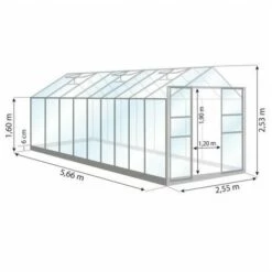 LAMS Serre En Verre Trempé Uranus - 14.40 M², Couleur Aluminium - Aluminium -France Serre de jardin Soldes 2022 20251940 4