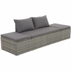 YOUTHUP Lit De Jardin Chaise Longue D'extérieur Avec Coussins Gris 195x60 Cm Résine Tressée - Gris