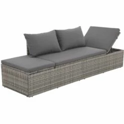YOUTHUP Lit De Jardin Chaise Longue D'extérieur Avec Coussins Gris 195x60 Cm Résine Tressée - Gris -France Serre de jardin Soldes 2022 20448800 4