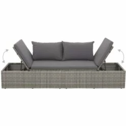 YOUTHUP Lit De Jardin Chaise Longue D'extérieur Avec Coussins Gris 195x60 Cm Résine Tressée - Gris -France Serre de jardin Soldes 2022 20448800 5