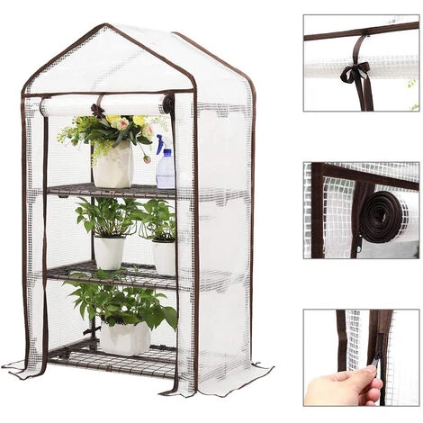 SEKEY Serre De Jardin Avec Bâche Amovible 69 X 49 X 125 Cm, Blanc 4 SEKEY Serre De Jardin Avec Bâche Amovible 69 X 49 X 125 Cm, Blanc – Image 2