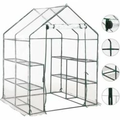 ASUPERMALL Serre Avec 8 Etageres 143x143x195 Cm 9 ASUPERMALL Serre Avec 8 Etageres 143x143x195 Cm -France Serre de jardin Soldes 2022 23187685 3