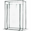 Outsunny Serre De Jardin Serre à Tomates 1L X 0,5l X 1,5H M Porte Zippée Déroulante Acier Thermolaqué PVC Haute Densité 140 G/m² Anti-UV - Transparent