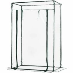 Outsunny Serre De Jardin Serre à Tomates 1L X 0,5l X 1,5H M Porte Zippée Déroulante Acier Thermolaqué PVC Haute Densité 140 G/m² Anti-UV - Transparent