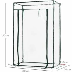 Outsunny Serre De Jardin Serre à Tomates 1L X 0,5l X 1,5H M Porte Zippée Déroulante Acier Thermolaqué PVC Haute Densité 140 G/m² Anti-UV - Transparent -France Serre de jardin Soldes 2022 25006879 3