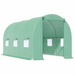 Outsunny Serre De Jardin Tunnel 4,5L X 2l X 2H M Châssis Tubulaire Acier Galvanisé Renforcé 1,8 Cm 6 Fenêtres 1 Porte Vert - Vert