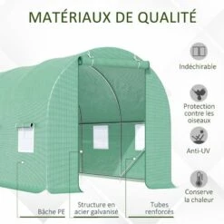 Outsunny Serre De Jardin Tunnel 4,5L X 2l X 2H M Châssis Tubulaire Acier Galvanisé Renforcé 1,8 Cm 6 Fenêtres 1 Porte Vert - Vert -France Serre de jardin Soldes 2022 25007358 4