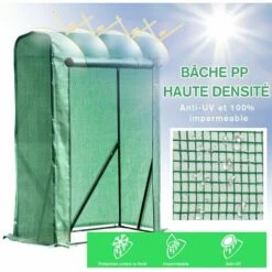 Outsunny Serre De Jardin Serre à Tomates Anti-UV Dim. 100L X 50l X 150H Cm Porte Zipée Déroulante Acier PE Vert - Vert -France Serre de jardin Soldes 2022 25007377 4