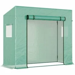 Outsunny Serre De Jardin 200L X 73l X 168H Cm Acier PE Haute Densité 140 G/m² Anti-UV Avec Porte Zippée Déroulante Et Fenêtres Vert