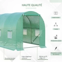 Outsunny Serre De Jardin Tunnel 8 M² 4L X 2l X 1,9H M Acier Galvanisé Renforcé Diamètre 2,4 Cm + PE Haute Densité Fenêtres Porte Vert 11 Outsunny Serre De Jardin Tunnel 8 M² 4L X 2l X 1,9H M Acier Galvanisé Renforcé Diamètre 2,4 Cm + PE Haute Densité Fenêtres Porte Vert -France Serre de jardin Soldes 2022 25009052 5
