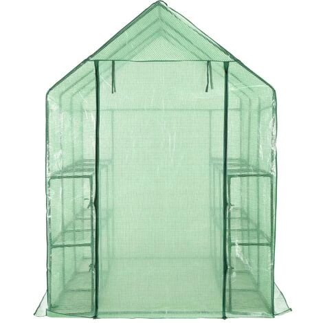 TRUE DEAL Serre De Plain-pied Avec 12 étagères Acier 143x214x196 Cm 4 TRUE DEAL Serre De Plain-pied Avec 12 étagères Acier 143x214x196 Cm – Image 2