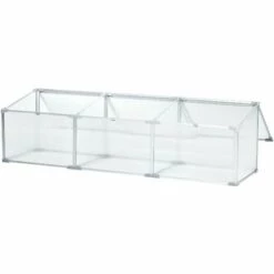 Outsunny Mini Serre De Jardin Serre à Tomates 181L X 51l X 51H Cm 3 Pannneaux Toits Ouvrables Alu. Polycarbonate - Transparent