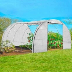 IDMARKET Serre Tunnel De Jardin 4 Saisons 12m² Blanche Gamme Maraîchère ZEBRA 4x3M - Blanc