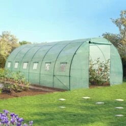 IDMARKET Serre Tunnel De Jardin 18m² Verte Gamme Maraîchère CRIMÉE 6x3M - Vert