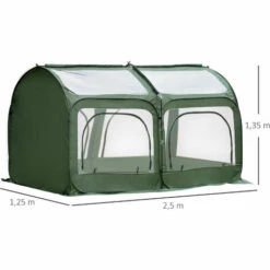 Outsunny Serre Pop-up - Serre De Jardin Pop-up - 4 Portes Zippées Enroulables - Dim. 2,5L X 1,25l X 1,35H M - Sac Transport Inclus - PVC Vert - Vert -France Serre de jardin Soldes 2022 28185961 3